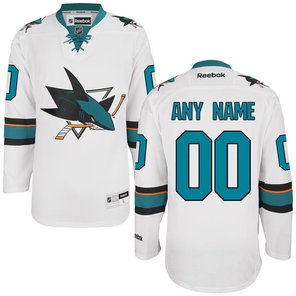 Reebok San Jose Sharks Men Premier Away Custom NHL Jersey - White-